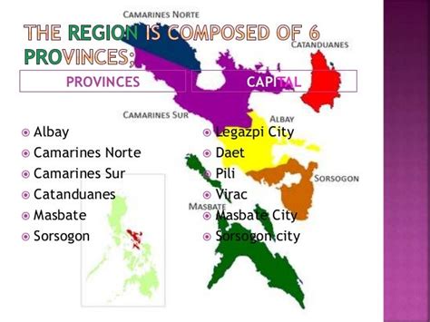 Region 5 : Cities and Provinces in Bicol Region V .